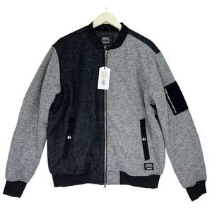 New WESC Men US Men XL /Women XXL Wool Bomber Gray Black Jacket $225